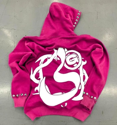 Mua đàn ông rhinestone zip lên áo khoác vintage Acid Wash Streetwear Hoodie Sweatshirt online manufacture