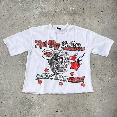 Mua Hip Hop Dtg in cắt giảm đồ họa áo phông Tee Crew cổ axit rửa mặt trời mờ đau khổ áo phông online manufacture