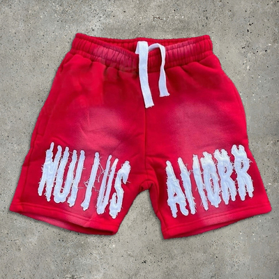 Mua màu đỏ chạy axit giặt quần shorts đau khổ thiết lập phong cách cổ điển Sun Fade Sweat Shorts Logo thêu online manufacture