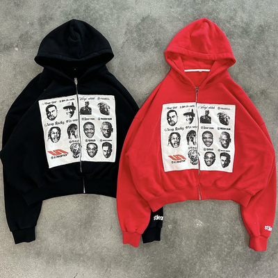Mua Mùa xuân / Mùa thu / Mùa đông Custom Zip Up Hoodie Heavyweight Distressed Embroidery Patch cho nam giới online manufacture