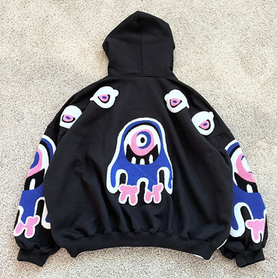 Mua Custom Chenille Patch Thick Hoodie Heavyweight Pullover Sweatshirts Towel Oversized Chenille thêu Hoodies cho nam giới online manufacture