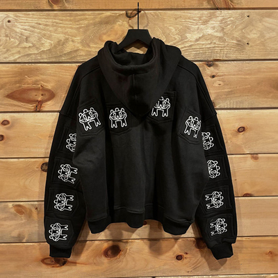 Mua Custom Full Multi Pockets Zip Up Oversized Hoodie cắt giảm nam giới Unisex thêu in Heavyweight Hoodies online manufacture