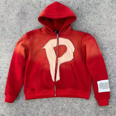 Mua Custom Vintage mờ quá kích thước Pháp Terry Boxy cắt Hoodie với cổ áo và Distressed Applique thêu online manufacture