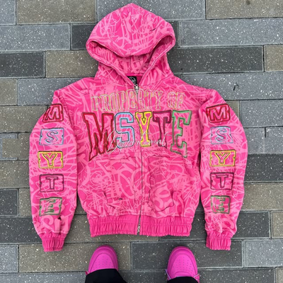 Mua Logo tùy chỉnh bông nặng trên toàn bộ in axit giặt vintage đau khổ hộp zip lên áo khoác cho đàn ông online manufacture