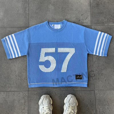 Mua Streetwear Custom T-Shirt chất lượng cao thêu tay ngắn hộp cắt cắt bông lưới đan Jersey áo thun online manufacture