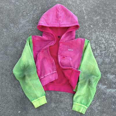 Mua Đàn ông tùy chỉnh Acid Wash Hoodie với Thiết kế đau khổ mờ dần và chi tiết rhinestone online manufacture