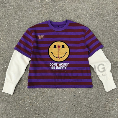 Mua Nhà sản xuất tùy chỉnh DTG in bông đan áo phông Rugby Strip Double layer Waffle Long sleeve T-shirt cho nam giới online manufacture