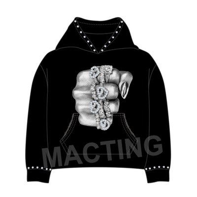 Mua Thiết kế logo thương hiệu của bạn Streetwear 100% Cotton 500 Gsm Heavyweight Boxy Croped Rhinestone Hoodie Custom online manufacture