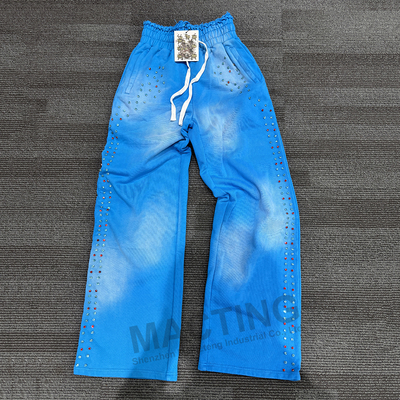 Mua Quần jogger nặng theo mùa bằng vải bông terry giặt acid với đính đá rivet và mặt trước phẳng online manufacture
