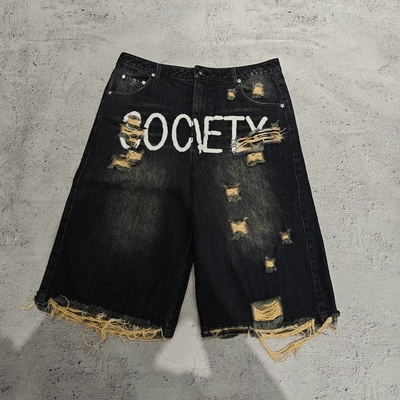 Mua Nhà sản xuất tùy chỉnh Giày quần short Jeans Streetwear Vintage Đen rửa Baggy Denim Shorts cho nam giới online manufacture