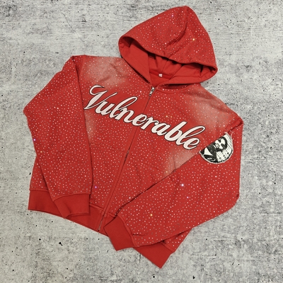 Mua Áo Hoodie Oversized Rộng Thùng Thình Đính Đá Kim Cương Sang Trọng Tùy Chỉnh, Áo Nỉ Chui Đầu Phong Cách Vintage Đường Phố, Áo Hoodie Đính Đá Nặng Ký cho Nam online manufacture