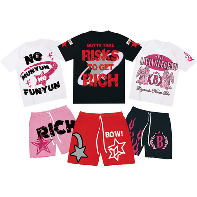 Casual Daily Life 2 Piece Set Mens Vintage Rửa axit Rửa mồ hôi Shorts Và áo thun