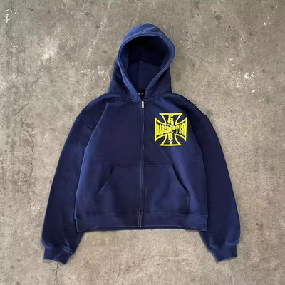 500 gram vải trọng lượng tùy chỉnh cắt thô Hem cắt cổ Ác rửa mặt trời Hoodie mờ