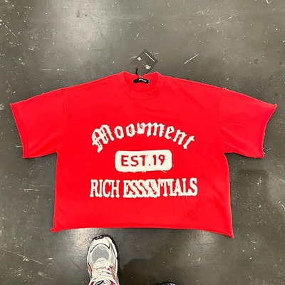 100% Cotton Distressed Applique Embroidery Patch T-Shirt dành cho đàn ông cuộc sống hàng ngày