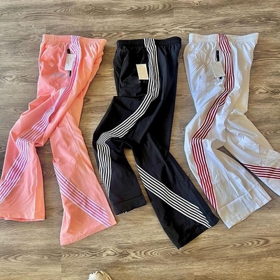 Grey flare quần thể thao Elastic Waist Closure Nam Y2K Streetwear quần thể thao chân rộng