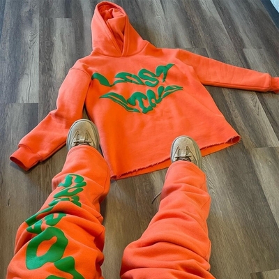 quần thể thao bông cricket tùy chỉnh áo khoác Hoodie nam giới Set Puff Print xếp chồng lên quần bông