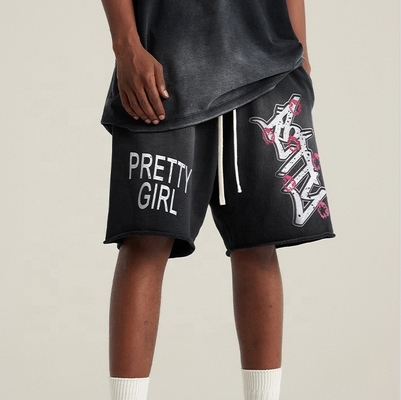 Nhanh khô Unisex nam giới Streetwear trắng Đen nặng bông Vintage Ác rửa quần short