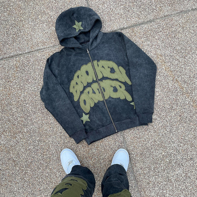 Đặt nét áo khoác hoodie thêu thêu