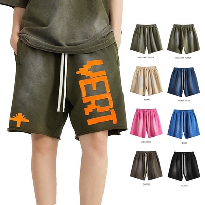 quần jean giặt axit nam nữ mùa hè 440G Trọng lượng nặng Đường nghiêng Monkey Wash Half Shorts