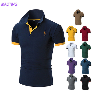 Vải đan Custom Logo Đơn giản Casual Golf Cotton Polyester Polo Shirts Áo thun Nam