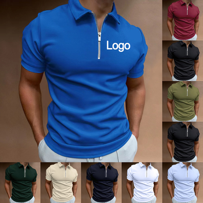 Nhãn hiệu tùy chỉnh Áo Polo Đàn ông Polyester thở Spandex Zipper Tay áo ngắn