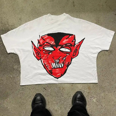 Tay áo ngắn tùy chỉnh nặng màn hình in bông áo thun nam cho Streetwear