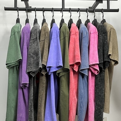 Áo thun cổ 100% Cotton Unisex Drop Shoulder Áo thun kích thước lớn với Logo tùy chỉnh