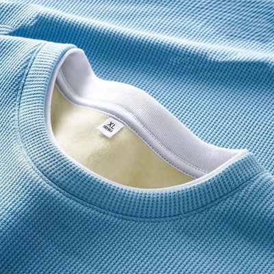 Collar O-Neck Custom Fleece nam giới áo thun ấm áp dày với bông mềm và Slim Fit