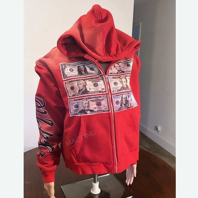 Unisex Hoodie đau đớn với ánh nắng mặt trời mờ đi và Zip Up Closure trong axit rửa kết thúc
