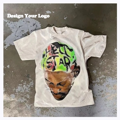Áo thun tùy chỉnh cho nam giới Ác rửa Box Screen Print Trọng lượng nặng 100% Cotton 180-400gsm