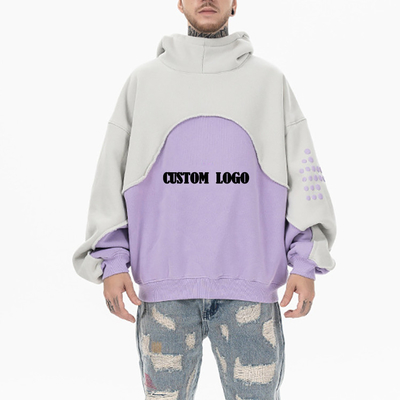 Puff Print Hoodie hai màu của nam giới Trọng lượng cao áo len ấm áp áo khoác hoodie rơi vai
