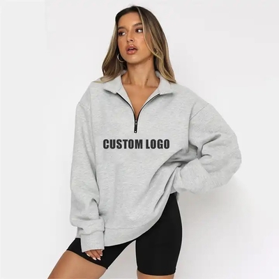 Mùa đông Phụ nữ tay áo dài zip lên Hoodies phụ nữ Half Zip Up in ấn thiết kế