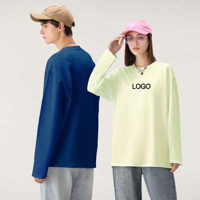 250gm t-shirt đầy tay áo đàn ông Cotton Thermal Full Long Sleeve Unisex trắng