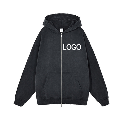 Cao cổ zip lên Hoodie áo phông 3d Puff in Streetwear áo phông đàn ông phong cách tay áo thường xuyên