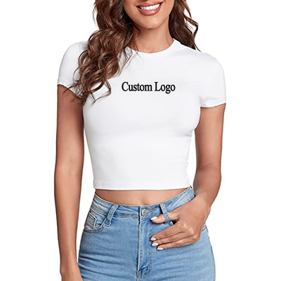 T-shirt đơn giản polyester tùy chỉnh bền vững 2023 cho phụ nữ Summer Baby Tee Y2k Crop Top