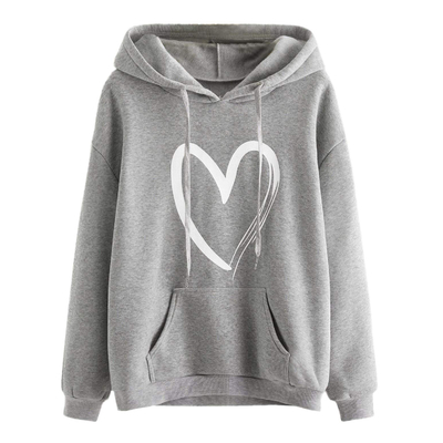 thêu tùy chỉnh áo khoác hoodie mùa thu xu hướng thời trang phụ nữ Casual trái tim in áo khoác tay dài