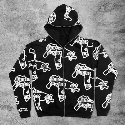 Màu sắc tùy chỉnh khuôn mặt của nam giới Full Zip Up Hoodie Cotton Pháp Terry Blanks Tất cả trên in không