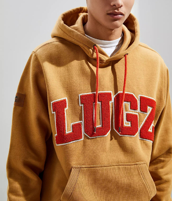 Đàn ông áo khoác hooded Pháp Terry khăn chenille thêu áo phông giặt axit lớn