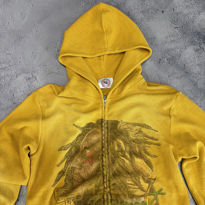 Người đàn ông tùy chỉnh Waffle đan zip Hoodie nặng quá kích thước đau khổ Vintage Acid Wash