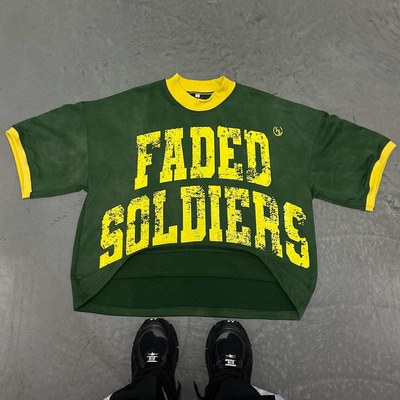 Nhãn hiệu tùy chỉnh in Terry Pháp Trọng lượng nặng Bàn cắt cắt T-Shirt Đàn ông Retro Football Jersey