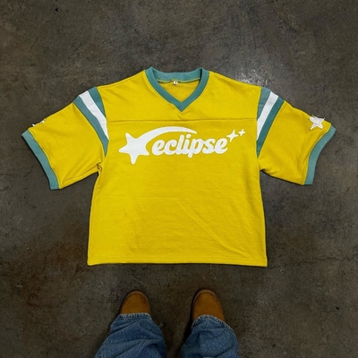 Nhãn hiệu tùy chỉnh in Terry Pháp Trọng lượng nặng Bàn cắt cắt T-Shirt Đàn ông Retro Football Jersey