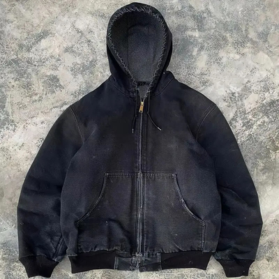 Đồ dùng tùy chỉnh Ác giặt Trùm quần áo lớn Trùm quần áo kéo dây Denimx Zip Up Hoodie Jackets