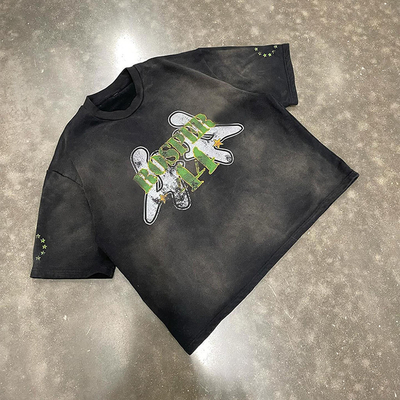 Tùy chỉnh 100% Cotton Boxy Fit Vintage T-Shirt rửa axit Mặt trời mờ đồ họa T-Shirt nam OEM / ODM Hỗ trợ Dịch vụ OEM / ODM