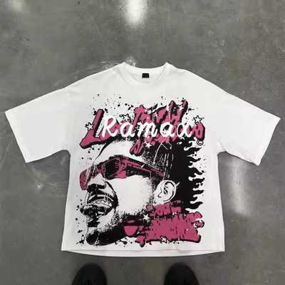 200GSM tùy chỉnh 100% Cotton Vintage Streetwear Boxy Croped T-Shirt T-Shirt in màn hình đồ họa