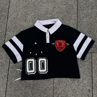 Logo tùy chỉnh cắt và may đan Cotton Plus Size áo Polo bóng bầu dục Unisex tay ngắn Golf thêu áo Polo nam