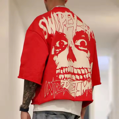 in đồ họa tùy chỉnh rửa vintage hạng nặng 100% bông Terry Pháp T-shirt cắt lớn cho nam giới