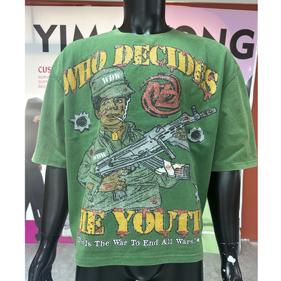 Logo tùy chỉnh Tee in đá tuyết giặt quá kích thước hộp trọng lượng nặng Graphic Acid Wash Vintage Mặt trời mờ DTG áo thun nam giới