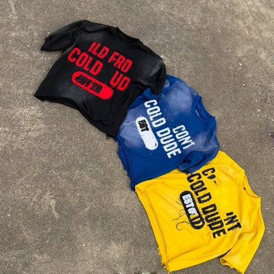 Nhà sản xuất áo phông Custom Acid Wash Sun Fadeed Distressed Embroidery 100% Cotton Boxy Vintage Croped T-shirt cho nam giới